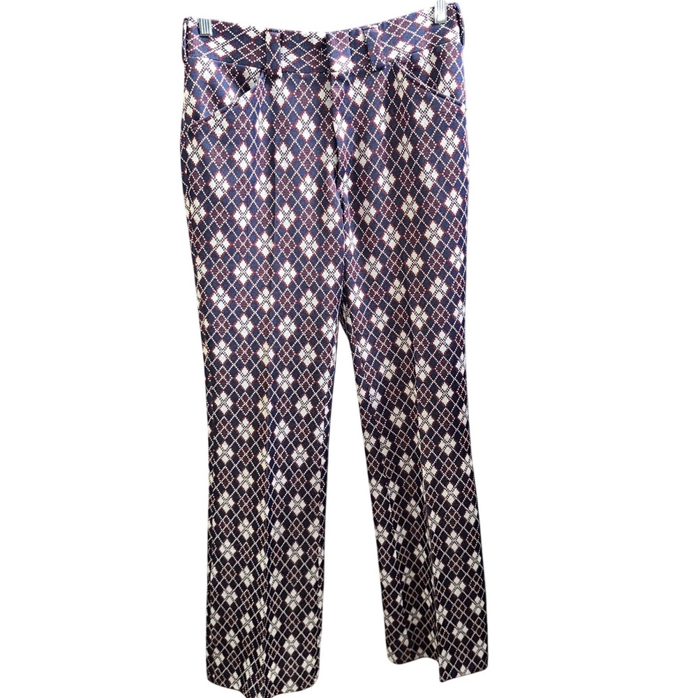 Vintage 70s Shelby Slacks Mens 33x33.5 Argyle Diamond Plaid Golf Pants Retro Mod